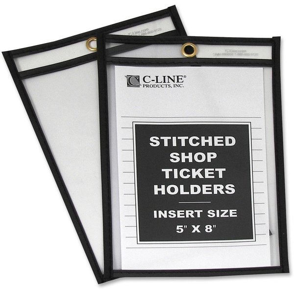 C-Line Products Shop Ticket Holder, Stitched, 5"x8", 25/BX, Clear Vinyl 25PK CLI46058
